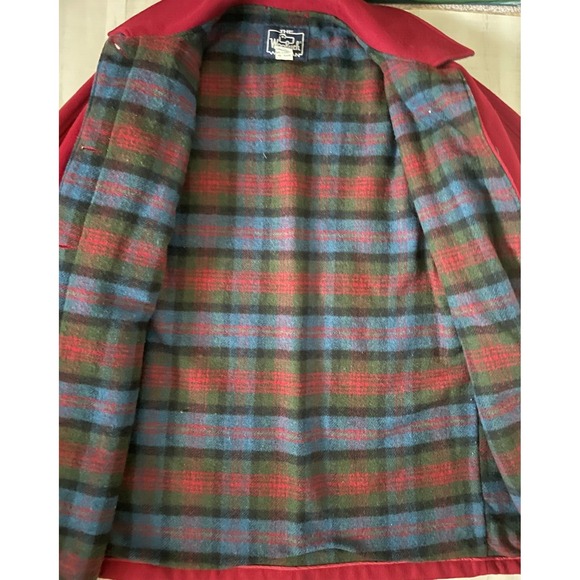 VTG Woolrich Woman Wool Coat Plaid Lined Button Up Womens Size XL Red USA Made - Picture 7 of 8